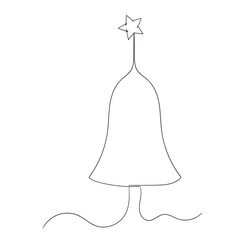 Hand drawn Christmas tree outline doodle vector. Continuous one black line drawing of Merry.  tree doodle design vector.  Continuous line drawing of Christmas Tree. Single line Christmas Tree icon.