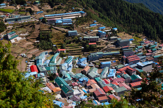 Amazing morning view of Namche Bazaar, Nepal