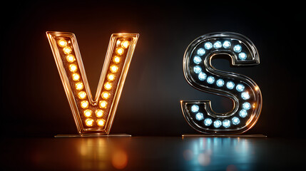 Versus sign, VS letters with light effect Stock Illustration 