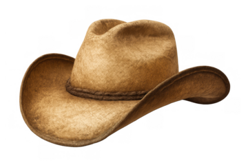Brown cowboy hat illustrating a western fashion accessory, rustic headwear for rodeo, country, and outdoor themes