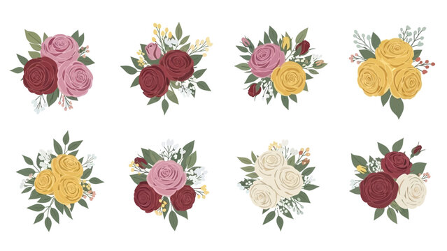 Elegant collection of floral bouquets featuring roses in various colors for celebrations