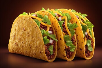 Crispy tacos made with flour and corn tortillas filled with seasoned beef, fresh lettuce, and shredded cheese, served on a wooden surface in a warm, inviting setting