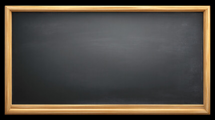 Blank chalkboard with wooden frame on dark textured background