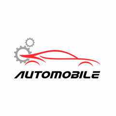 Automobile Logo Vector - Modern Car Silhouette with Gear Icon