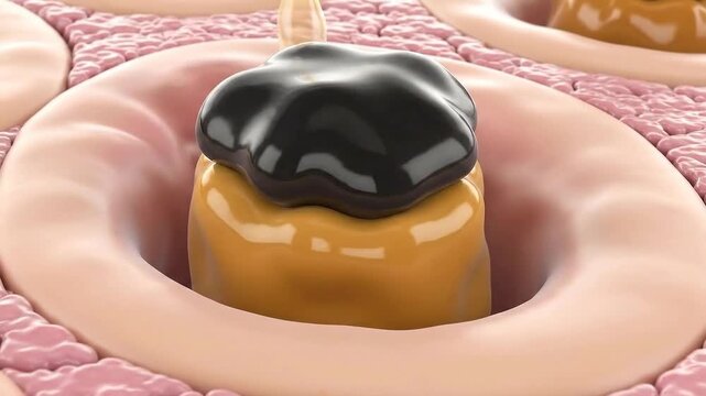 Blackhead Extraction Animation Close-Up Of Oxidized Sebum Plug Dissolving With Serum Action In A Macro View Of Skin Pores With A Greenscreen