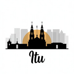 Fototapeta premium Itu Skyline Silhouette — Historic Architectural City in São Paulo Brazil Vector Illustration