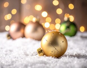 Close-up illustration of Christmas ornaments hanging on a festive tree branch. Shiny baubles, glittering decorations, and warm holiday lights create a cozy and cheerful Christmas atmosphere