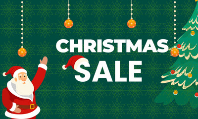 Festive Christmas Sale Banner with Santa Claus