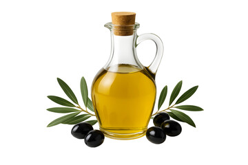 bottle of olive oil with olives