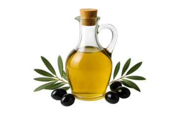 bottle of olive oil with olives