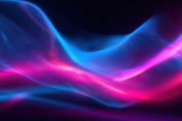 Fototapeta premium Vibrant abstract background showcasing modern technology with flowing gradient waves in shades of blue and pink, creating a sense of motion and depth