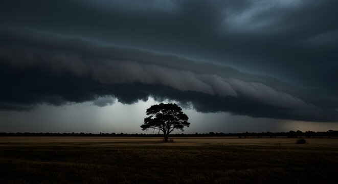 The dramatic, oppressive heaviness of pre-storm air.