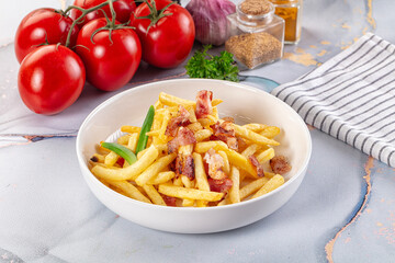 French fry potato with bacon