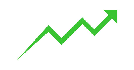 Green Upward Trend Arrow Vector. Growth and Success Line Graph Icon. Positive Financial Chart Symbol