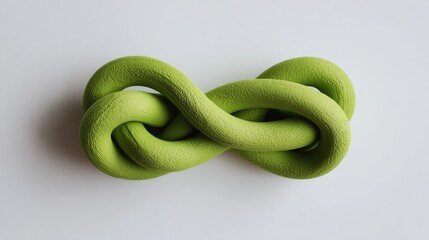 Obraz premium Close up of a green infinity knot, simple, minimalist design against white background