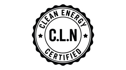 Clean energy certified emblem with cln acronym and stars symbolizing sustainability and eco friendly practices