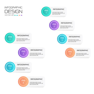 Infographic design vector art featuring multiple horizontal flows with four distinct steps each. This template is ideal for illustrating parallel processes.