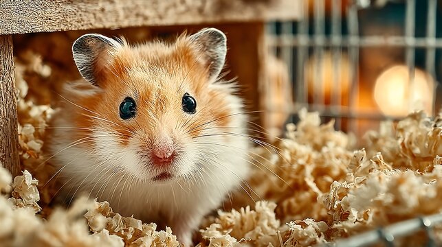 Adorable hamster sitting in clean cage environment wallpapers - Powered by Adobe