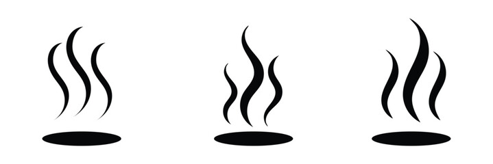 Collection of stylized black and white smoke and steam icons