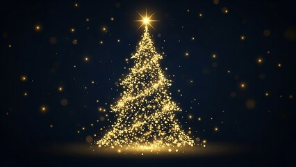 Elegant golden Christmas tree shimmering with festive lights, perfect for holiday greetings and seasonal promotions bringing warmth and cheer