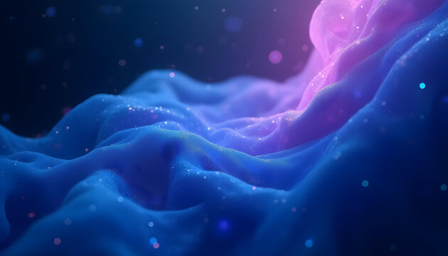 An abstract digital art piece representing the synergy between tools, with flowing lines of code and geometric shapes in vibrant blues and purples. Digital painting, ethereal.