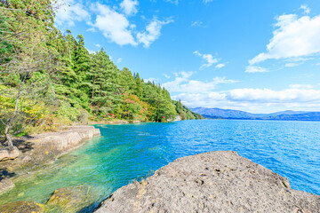 秋の田沢湖　秋田県仙北市　Lake Tazawa in autumn. Akita Pref, Semboku City.