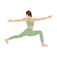 Woman Doing Warrior Two Yoga Pose Illustration