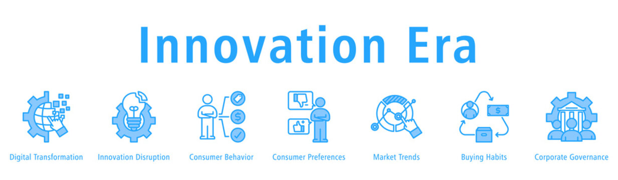 Innovation Era banner highlighting digital shifts, disruptive innovation, behavior patterns, preferences, habits, trends and governance.