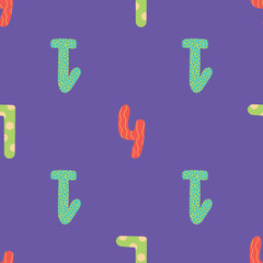 Seamless Pattern of Numbers on Purple Background. Design for fabric, textiles, wallpaper, packaging	