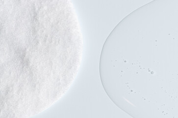 A cotton pad for removing makeup and micellar water.