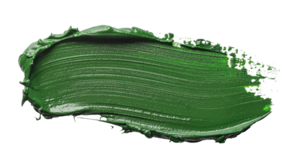 Green, thick paint stroke with textured edges