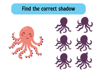 Find the Shadow Octopus Game for Kids. Educational games for children