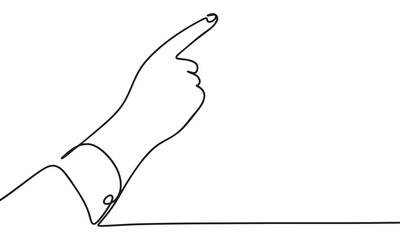 Minimalist Continuous Line Drawing of a Hand Pointing Upward