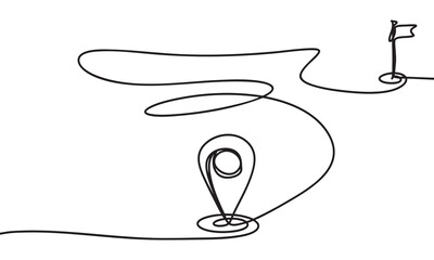 Continuous Line Drawing of a Journey from Start to Destination