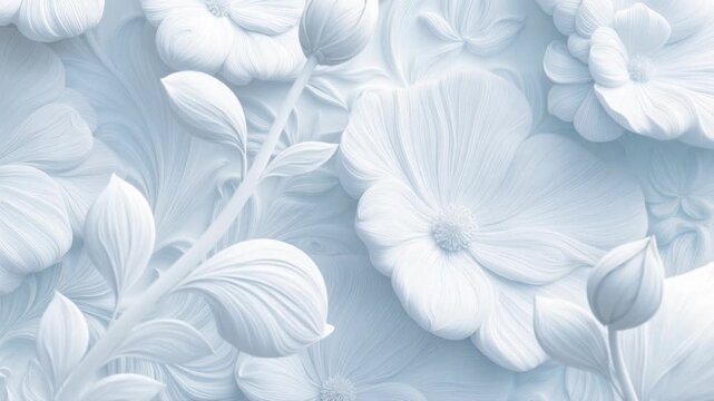 Soft blue ornamental floral pattern with swirling petals and leaves forming a dreamy abstract background ideal for spa branding wellness design luxury packaging templates and calming digital