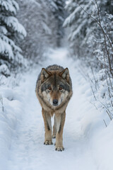 Obraz premium gray wolf in snow