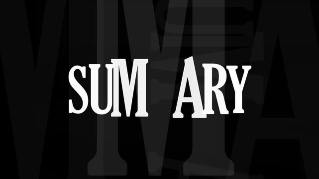 summary text on black background