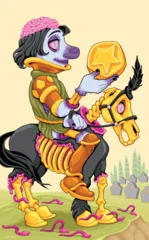 Fototapete Kinderzimmer Horror cartoon version of the Knight of Pentacles. Vector illustration.   © ddraw