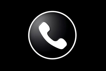 Minimalist White Phone Icon in Black Circle for Mobile UI Call Button Contact App Communication Symbol on Transparent Background