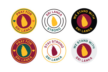 Collection of Logos for Sri Lanka vector, Pray for Sri Lanka illustration for banner, t-shirt, poster, sticker, badges, social media design