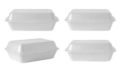 Four white styrofoam take-out containers