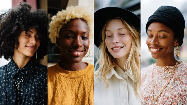 Happy multicultural group of friends standing side by side against soft pastel backgrounds friendly portrait lineup ideal for diversity campaigns social responsibility messages lifestyle