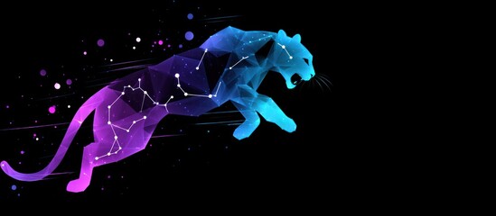 Fototapeta premium Cosmic Panther Leaping Through the Darkness.