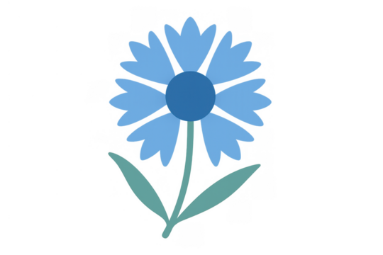 Blue cornflower vector illustration featuring a simple botanical design. Presenting blooming spring flora with a transparent background - Powered by Adobe