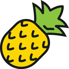 Bright and Cheerful Pineapple Illustration with Bold Outlines, A Tropical Treat