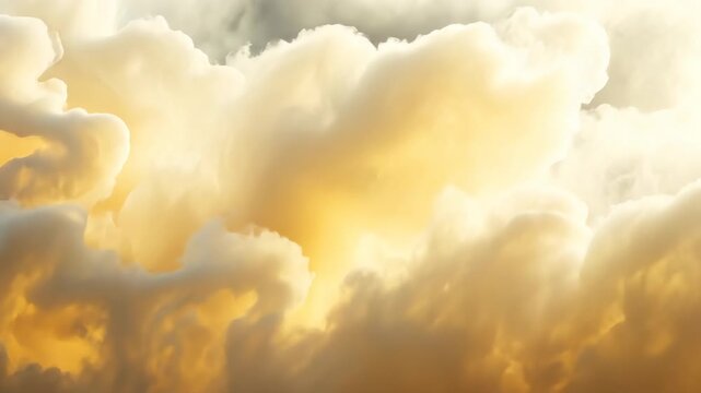 Sunlight brightening dense cumulus cloud mass swelling and spreading across sky with glowing core