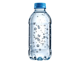 Water bottle with clear liquid and bubbles