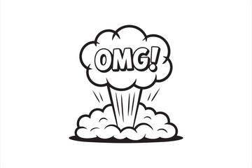 Cartoon OMG burst cloud for expressive comic reactions and dynamic graphic effects