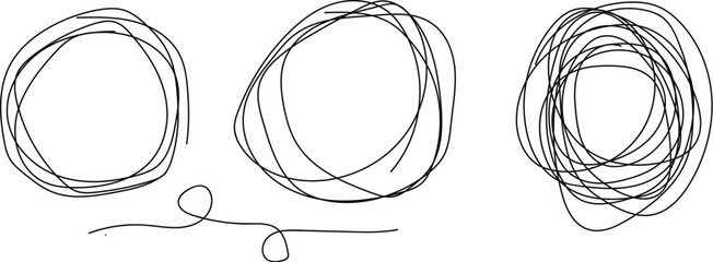 Continuous single line drawing of multiple black circles. A minimalist illustration featuring a continuous black line forming a set of interconnected circles, rendered in a clean, modern style.