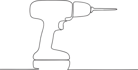 Black silhouette of a cordless power drill with a drill bit